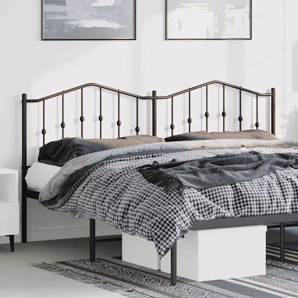 Testiera di ricambio vidaXL in metallo nero laccato, stile classico, L: 198 cm