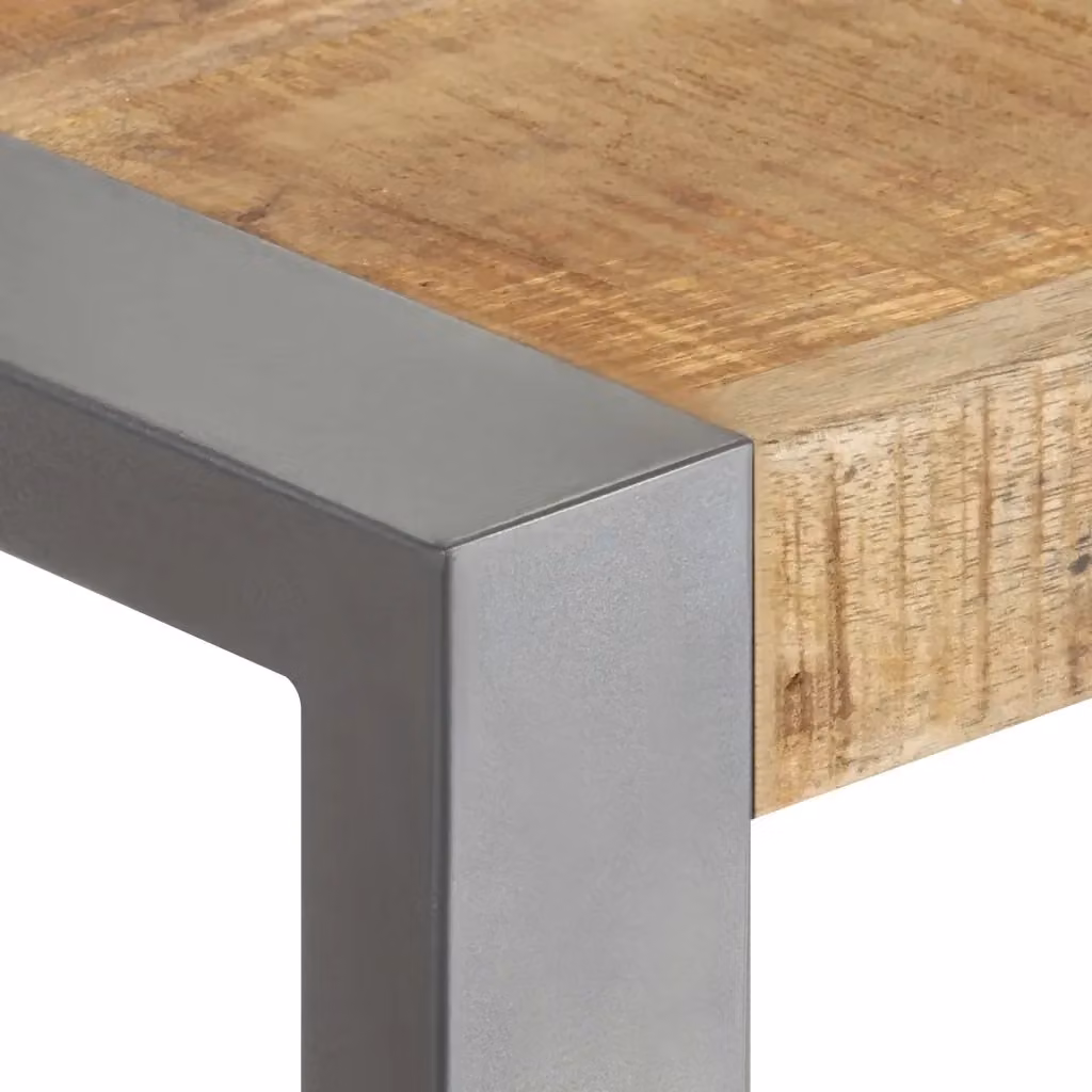 Tavolo da Pranzo Quadrato vidaXL in Legno di Mango Grezzo e Metallo, L/P/H: 70 x 70 x 75 cm – 2