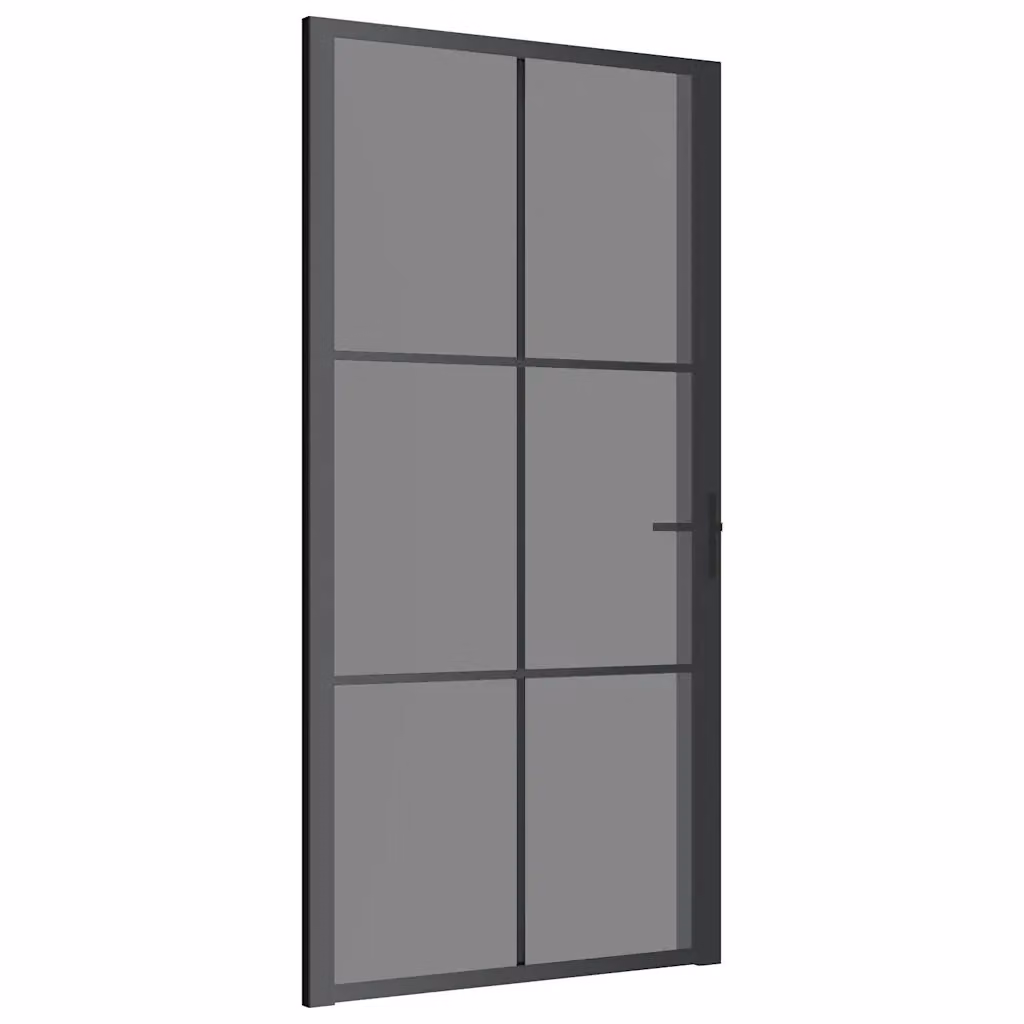 Porta Interna Moderna vidaXL in Vetro Trasparente e Alluminio Nero L: 102,5 cm, H: 201,5 cm – 2