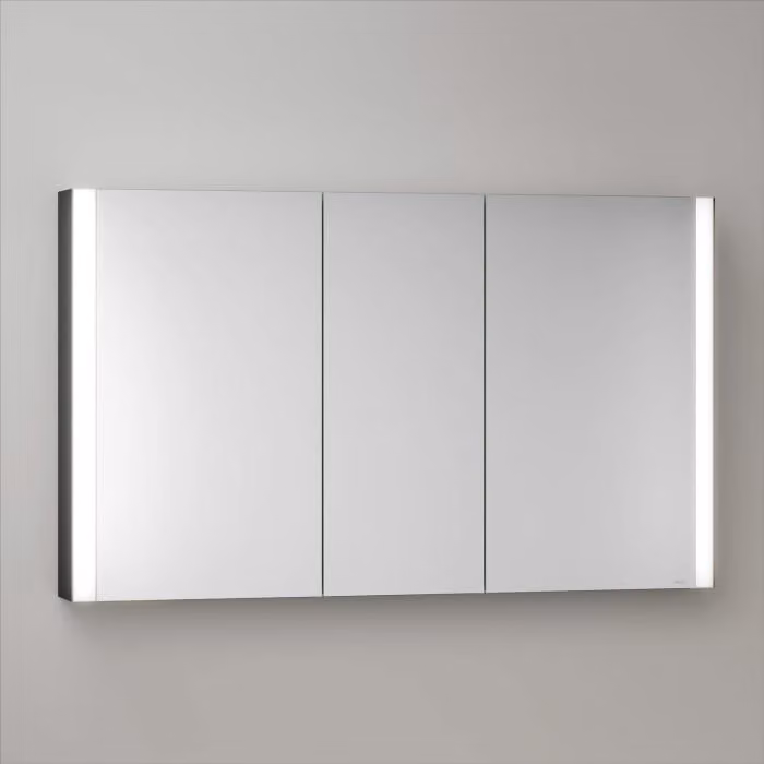 Mobiletti specchio a parete illuminato a LED Keuco Royal Metis, dimensioni 120 x 71 cm, con 3 ante e riscaldamento a specchio