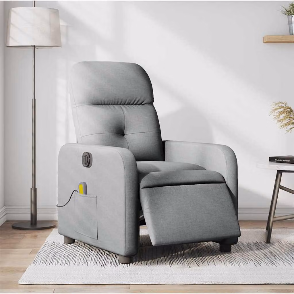 vidaXL Poltrona Reclinabile Elettrica con Massaggio in Tessuto Grigio – 1