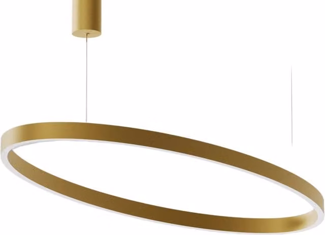 Lampada a Sospensione CRISEIDE S/1G OVAL - 100W LED 3000K Dimmerabile in Oro Spazzolato, Struttura in Alluminio e Diffusore in Silicone - Gealuce