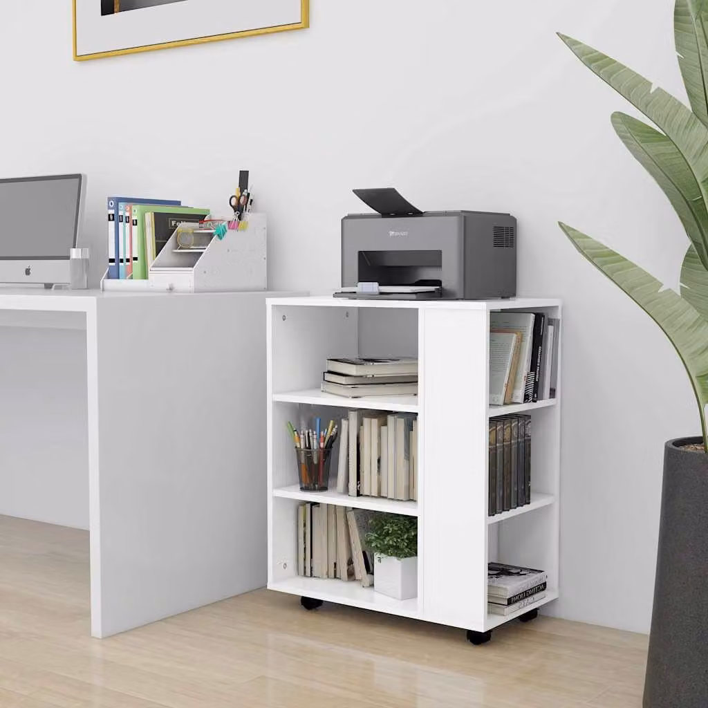 Mobiletto con rotelle vidaXL in legno ingegnerizzato bianco L/P/H: 60 x 35 x 75 cm