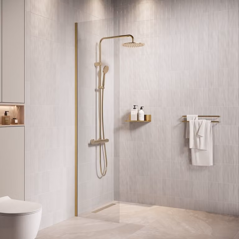 Badplaats Parete Doccia Florida 40 x 200 cm - Oro - Doccia Walk-In 8 mm Vetro di Sicurezza