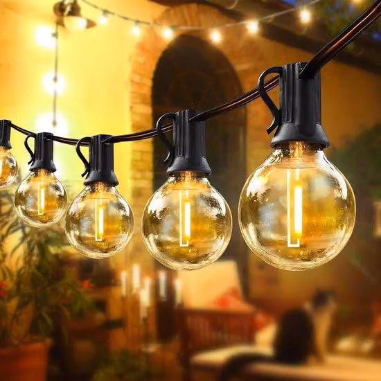 Ghirlanda luminosa da esterno da 10 m con 16 LED da 6 W, 2700 K, bianco, IP65, impermeabile
