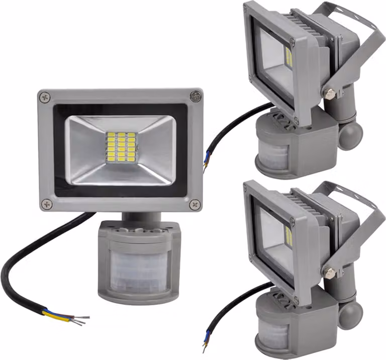 Greenmigo 3 faretti LED da 20 W + sensore di movimento, luce bianca fredda, illuminazione di oggetti, faretti da esterno, faretti da parete, proiettori, lampada da giardino, IP65, 85 V-265 V