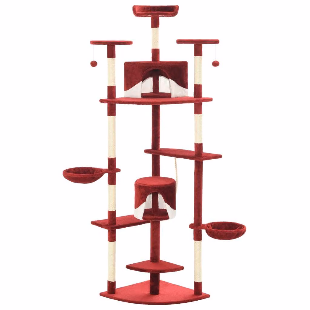 Albero per Gatti e Tiragraffi in Sisal 203 cm Rosso e Bianco