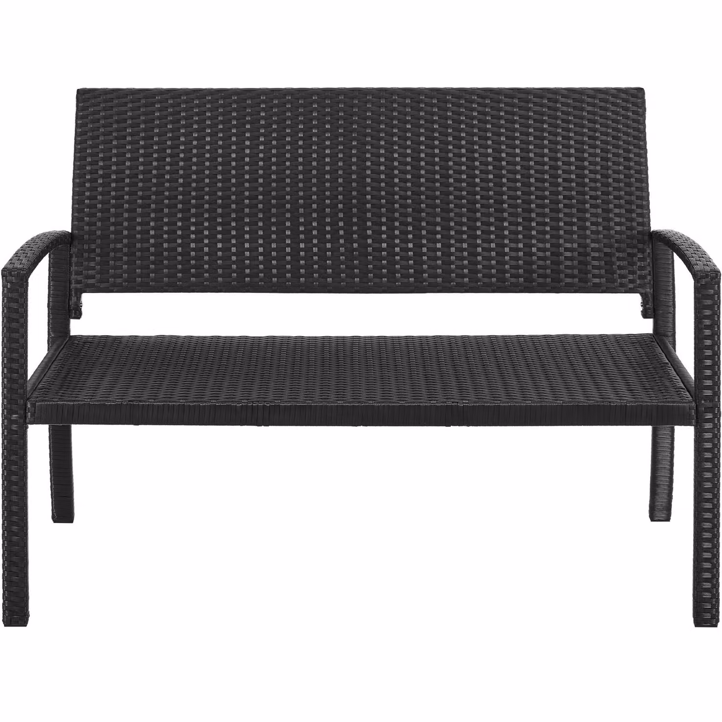 Panchina da giardino Murat a 2 posti in rattan e metallo TecTake GmbH, colore nero, con braccioli e cuscini inclusi – 3