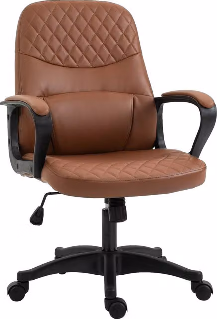 Poltrona da Ufficio Massaggiante Reclinabile Minimal in Similpelle Marrone con Porta USB e Altezza Regolabile L: 59 cm, P: 63 cm, H: 92-101 cm – 1