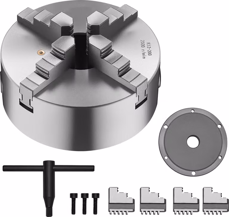 SucceBuy Mandrino da tornio autocentrante da 8 in 4 griffe con piastra filettata da 1 1/2 in-8