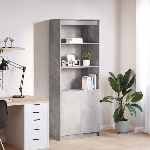 Credenza Buffet Armadio da Cucina Design Mania Grigio Cemento L: 70 cm, P: 35 cm, H: 180 cm in Legno Multistrato