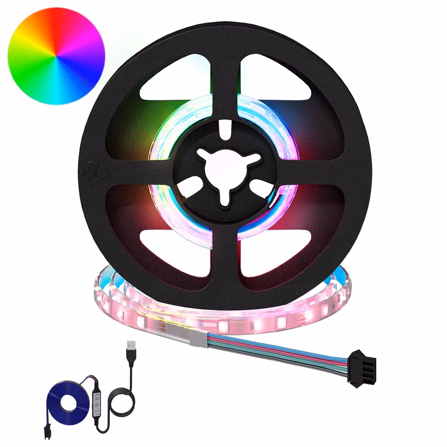 Set di 2 strisce LED RGB vidaXL multicolore con connessione USB in rame e plastica