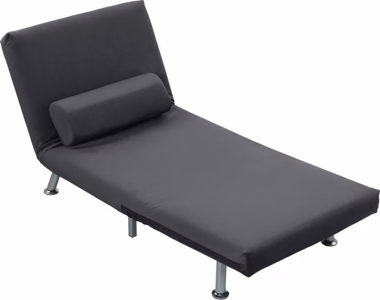 Fortuna Lai Poltrona reclinabile con funzione letto, poltrona relax pieghevole in velluto, schienale regolabile, 75 x 70 x 75 cm, grigio scuro