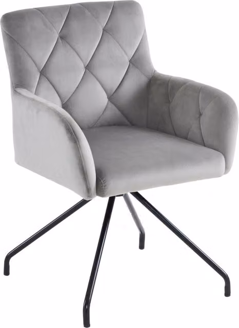 Set da 6 Sedie da Pranzo con Rivestimento in Velluto Grigio Chiaro e Gambe in Metallo