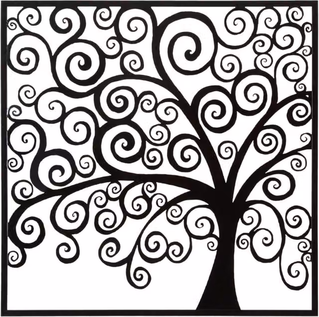Pannello Decorativo 3D in Ferro Mauro Ferretti Tree Design Nero L: 100 cm, H: 100 cm, P: 1 cm