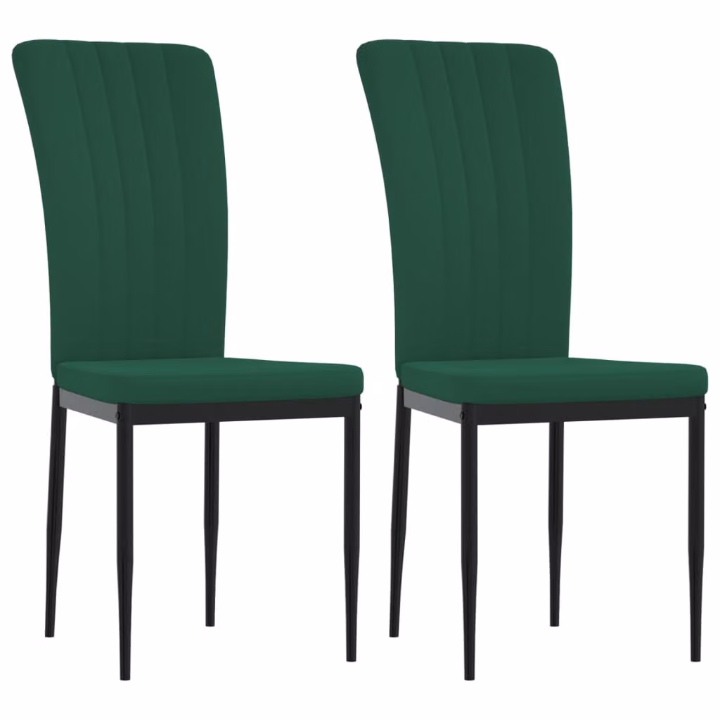 Sedie da pranzo 2 pezzi. Velluto verde scuro