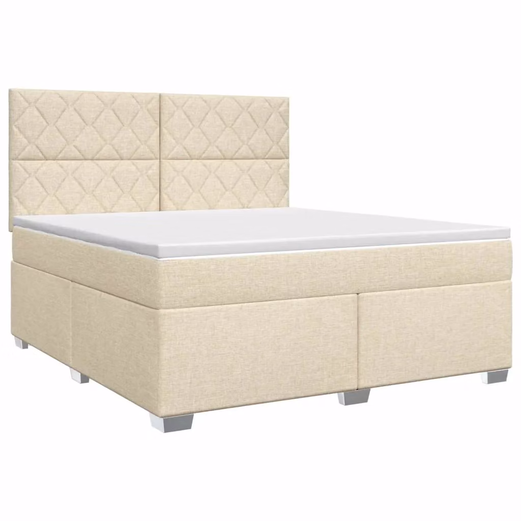 Letto box spring con materasso ibrido vidaXL in tessuto beige e bianco L/P: 180 x 200 cm – 2
