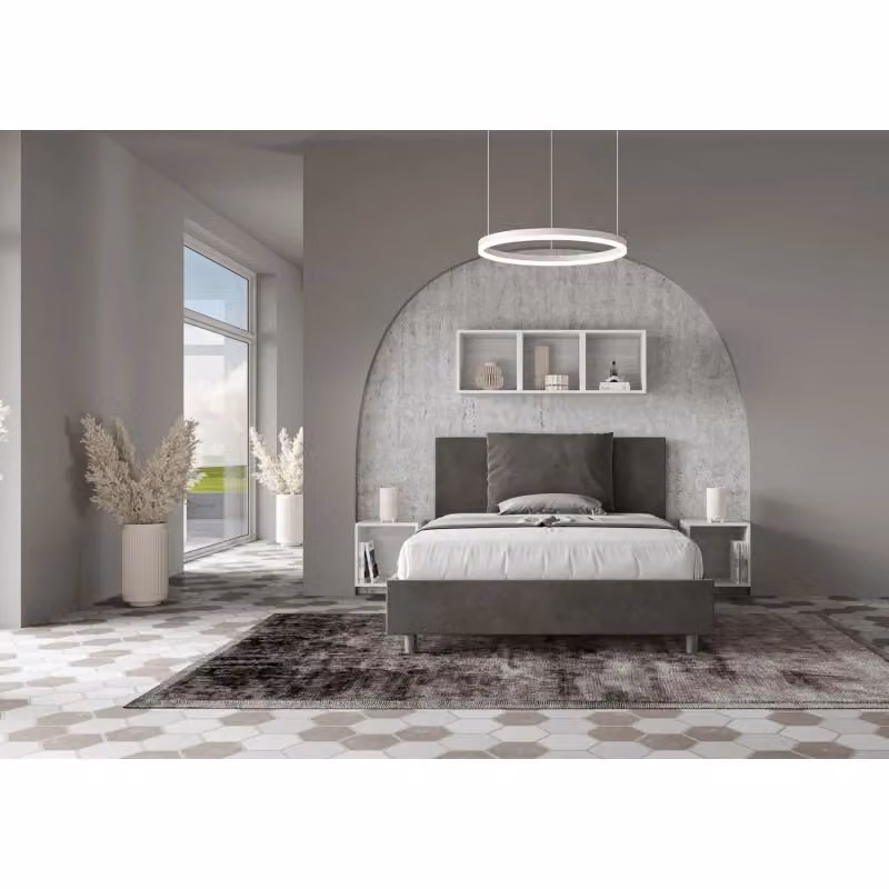 Letto imbottito con contenitore Ityhome Antea in microfibra grigio L: 145 cm, P: 222 cm, H: 110 cm – 2