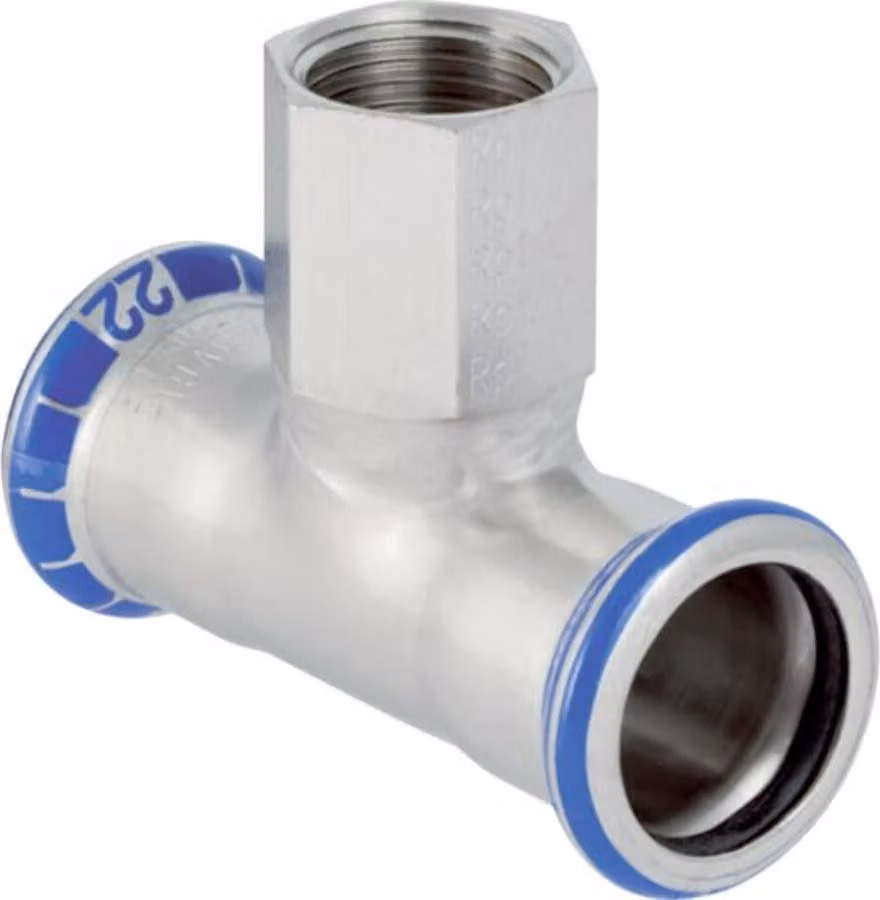 Geberit Raccordo a T Mapress d 28mmxRp 1/2, labs-f, m IG, acciaio inox