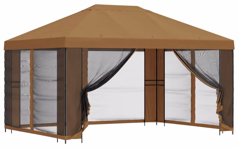 Gazebo da giardino con pareti laterali 4 × 3 m Beige