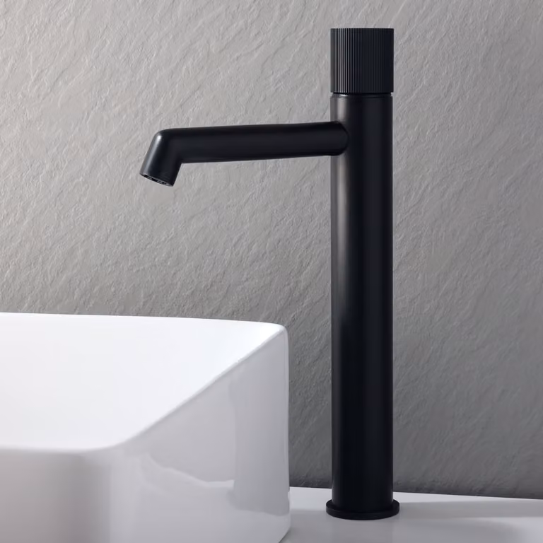 Rubinetto Miscelatore Monoforo Alto per Lavabo  - Nero - Lune