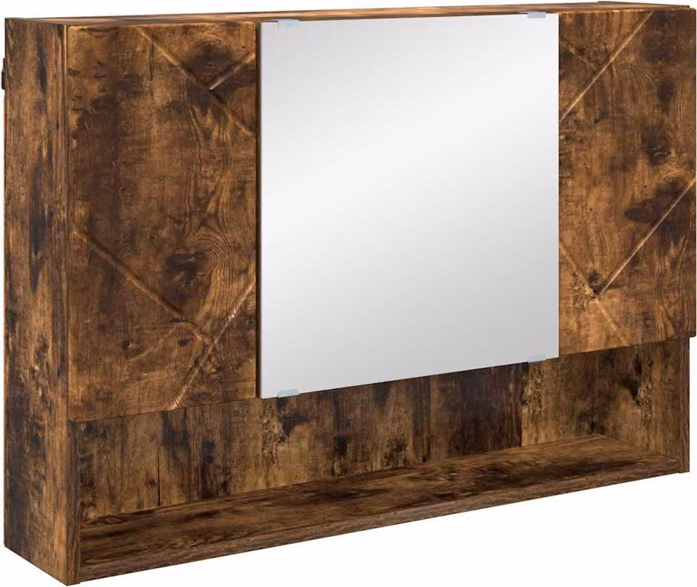 Mobiletto per specchio con porta Rovere fumé 80 x 17 x 55 cm
