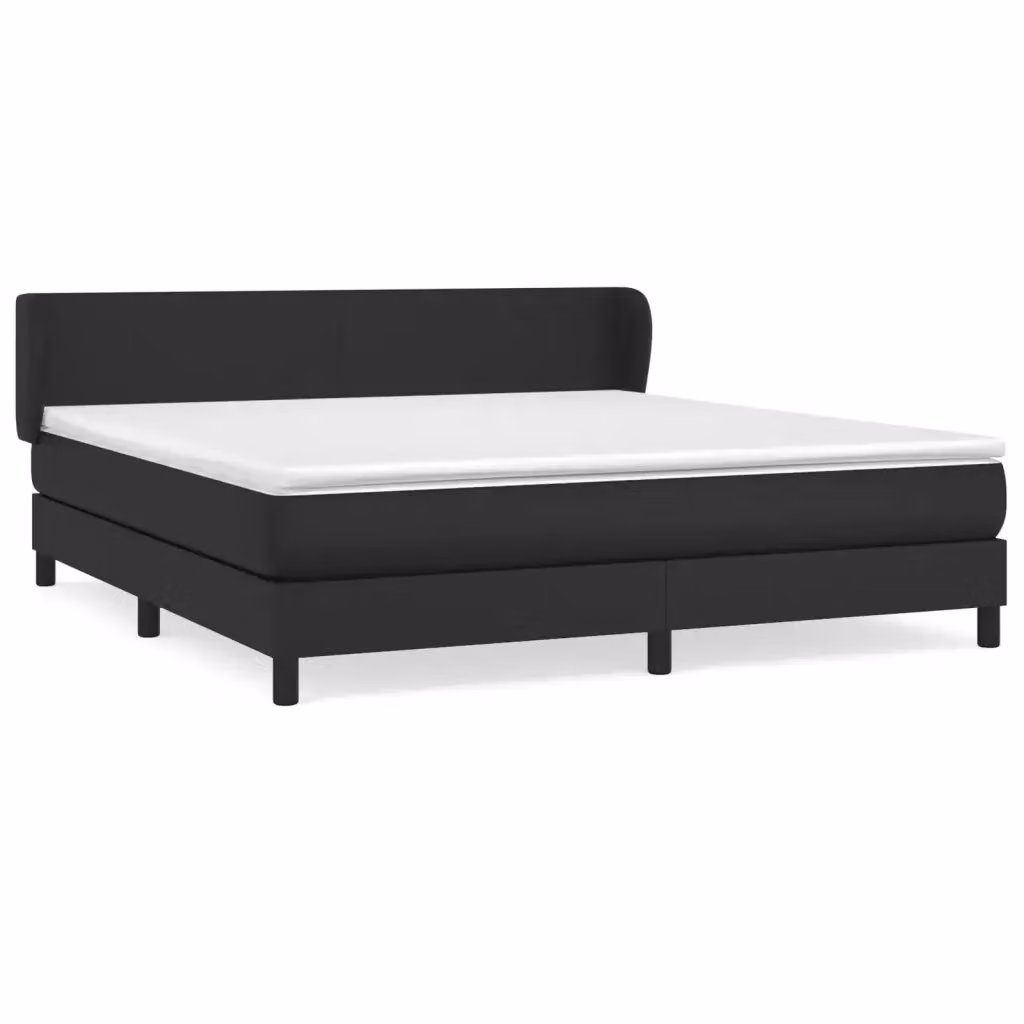 vidaXL Giroletto a Molle con Materasso in Similpelle Nero L/P/H: 160 x 200 x 88 cm – 2