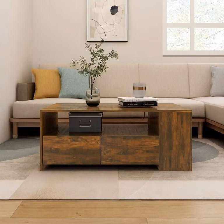 The Living Store tavolino in rovere fumé 102x55x42 cm materiale a base di legno