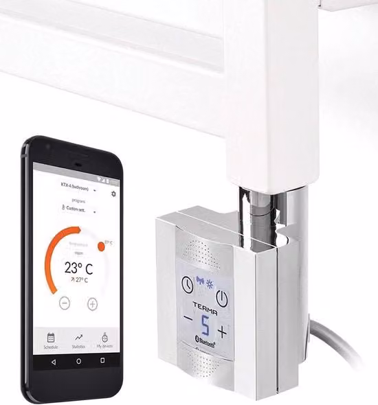 Pattino di riscaldamento per radiatore bagno con controllo tramite app - Elemento di riscaldamento elettrico per radiatore per asciugamani, 800 watt, Cromo