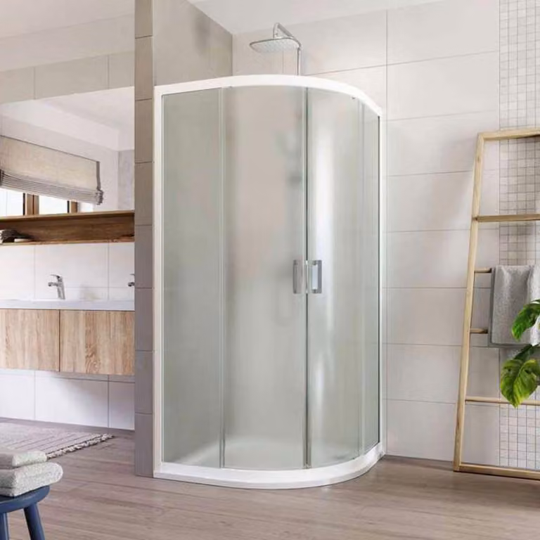 Mereo Cabina doccia, Lima, a quarto di cerchio, R 550, a scomparsa, 90x90 cm, ALU bianco, vetro Point - CK608B02K
