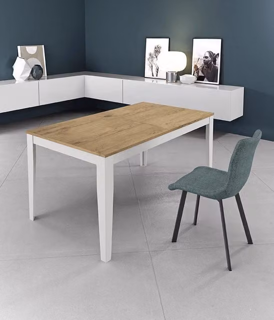 Tavolo Allungabile Stones Moderno con Piano in MDF Laminato e Struttura in Metallo, Colore Bianco e Marrone – 1