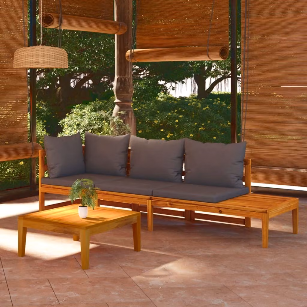 Maison Exclusive - Set da giardino a 3 pezzi con cuscini grigio scuro, in legno massello di acacia