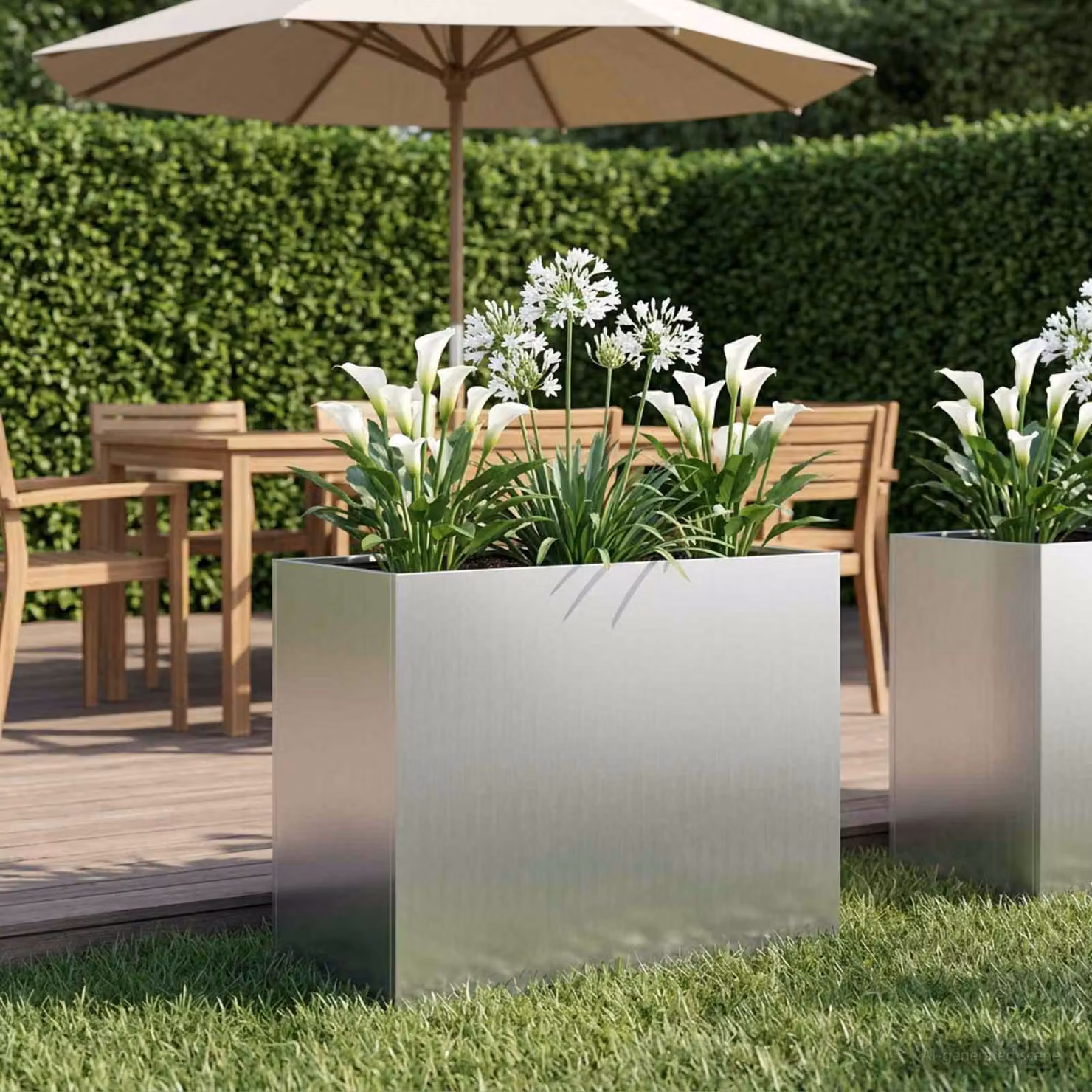 Vaso da giardino vidaXL in acciaio zincato argento L: 60 cm, P: 30 cm, H: 50 cm