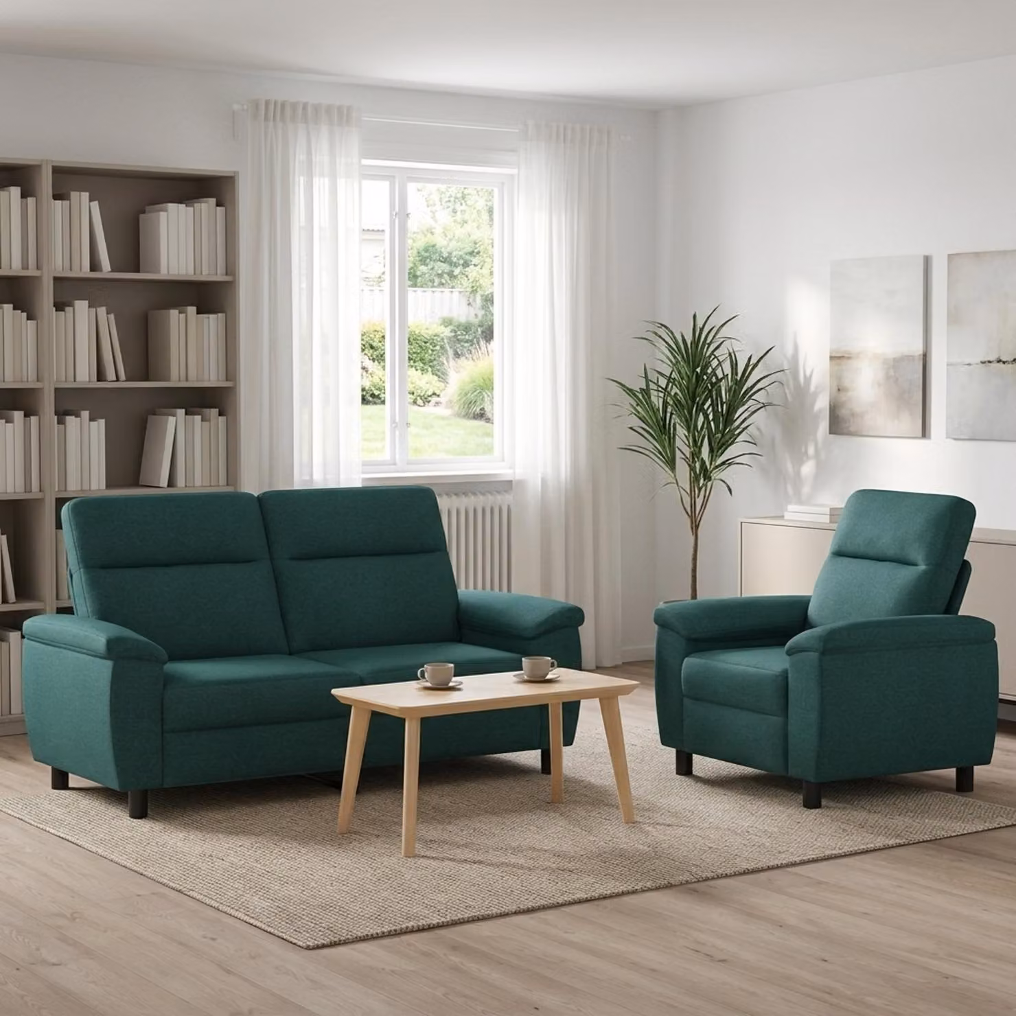 Set di 2 divani moderni vidaXL in tessuto verde con struttura in metallo per il tuo soggiorno