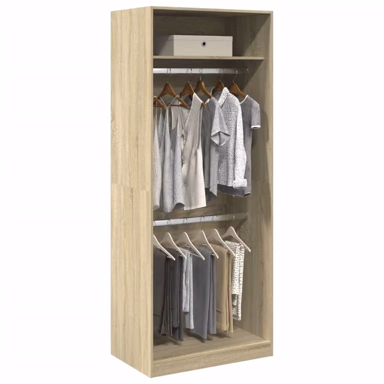Armadio a muro vidaXL in legno color rovere con ante a battente, L: 80 cm, P: 50 cm, H: 200 cm