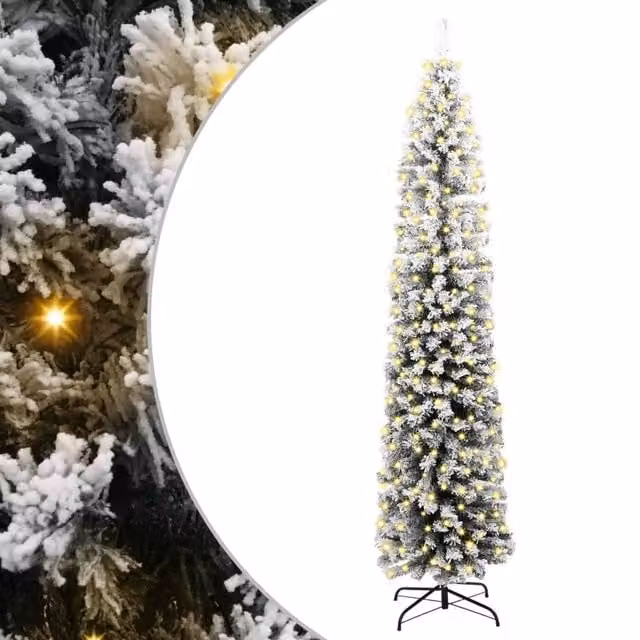 Albero di Natale artificiale moderno verde con 300 LED luce bianca calda, Altezza: 240 cm