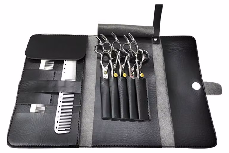 Set professionale di strumenti per parrucchieri, completo di forbici e custodia
