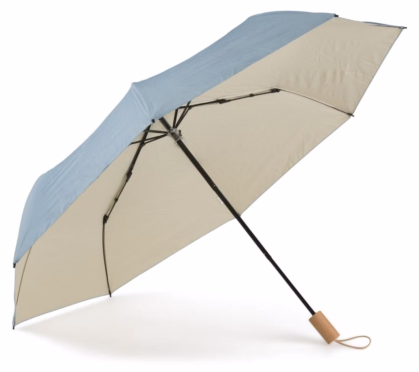 Ombrellone portatile parasole - UPF 50+ - Idrorepellente - Manico in legno - Nero