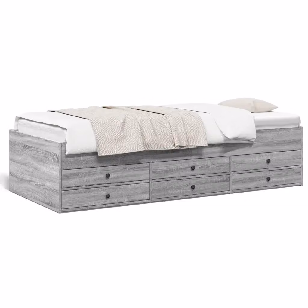 vidaXL Divano Letto Moderno con Cassetti in Legno Grigio, L/P/H: 200 x 100 x 45,5 cm – 2