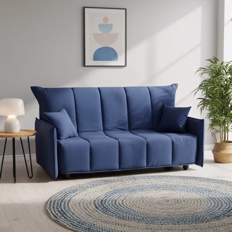Talamo Italia Divano Letto 3 Posti Ardis 90x190 cm Nero, Sfoderabile Rete Letto Elettrosaldata, Materasso Indeformabile  Italy