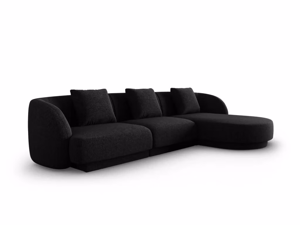 Divano angolare destro Tulum di Cosmopolitan Design, modello a 4 posti in ciniglia nero per il tuo living room, L 255 cm x P 174 cm x H 99 cm – 2