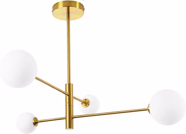 Lampadario a sospensione Light Prestige oro e bianco in metallo e vetro con 4 lampadine G9, diametro: 79 cm