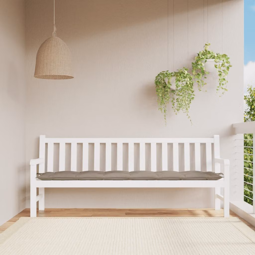 Cuscino per panca vidaXL in tessuto Oxford beige e grigio, impermeabile e traspirante, L 200 x P 50 x H 7 cm