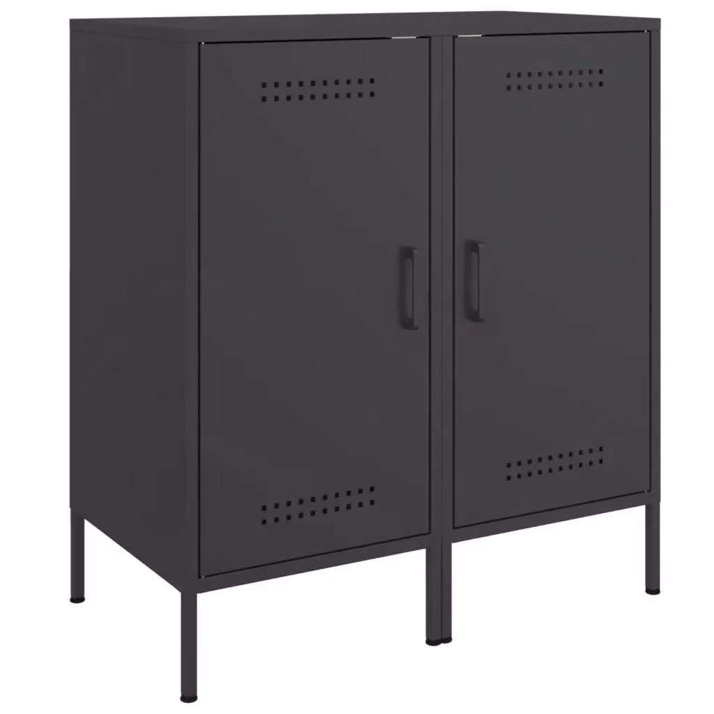 Set di 2 credenze vidaXL in metallo nero opaco stile industrial L/P/H: 36 x 39 x 79 cm – 2
