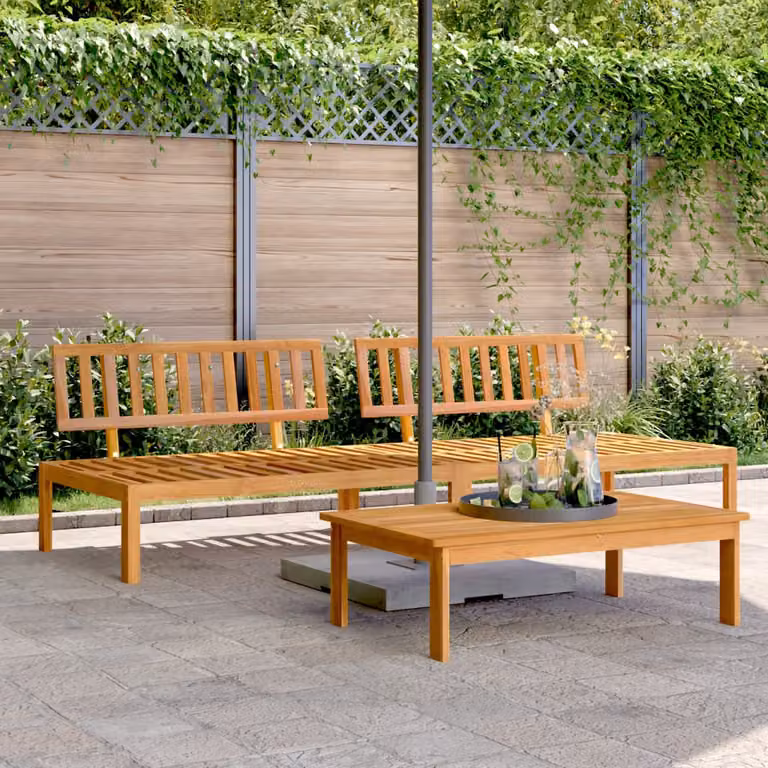 Set di 2 divani centrali da giardino vidaXL in legno massello di acacia color marrone