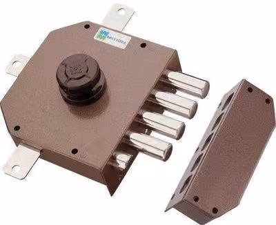 Serratura da applicare in legno Mottura C.pompa M4 Quint con chiave 8214558 in finitura nera o marrone