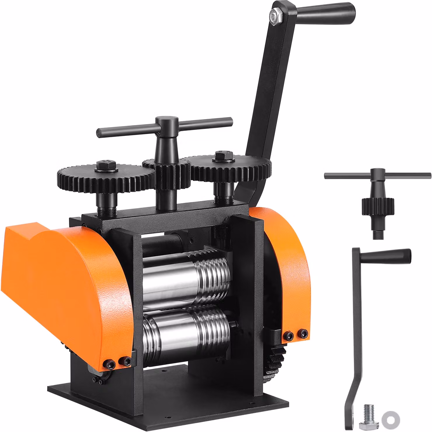 VEVOR 3 in 1 laminatoio manuale 45 mm laminatoio combinato, laminatoio manuale laminatoio per gioielli spessore regolabile da 0 a 6 mm, laminatoio manuale per platino / oro K / ottone / alluminio