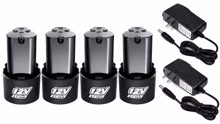 Batteria ricaricabile, capacità 3000mAh, compatibile con utensili elettrici, caricabatterie per 4 batterie