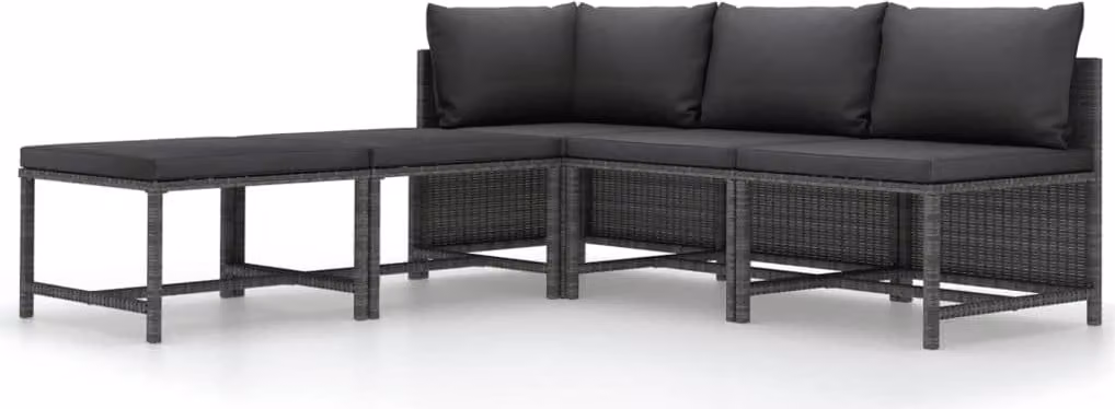 Maison Exclusive - Set da giardino composto da 5 pezzi con cuscini, in rattan sintetico grigio