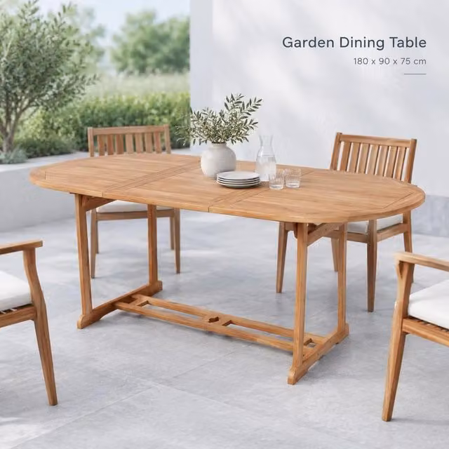 Garden Table 180x90x75 Cm Solid Teak Wood